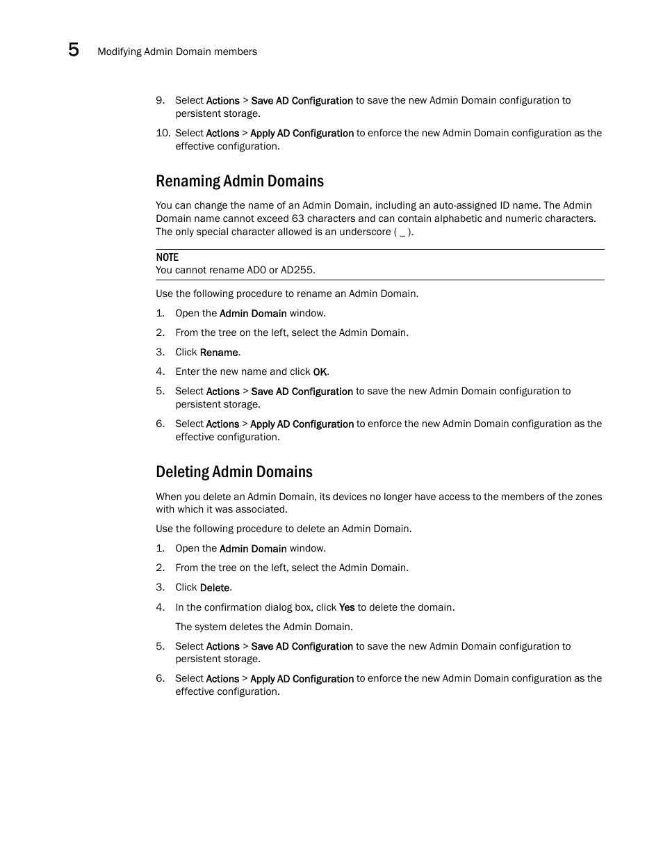Renaming admin domains, Deleting admin domains | Dell POWEREDGE M1000E User Manual | Page 108 / 310