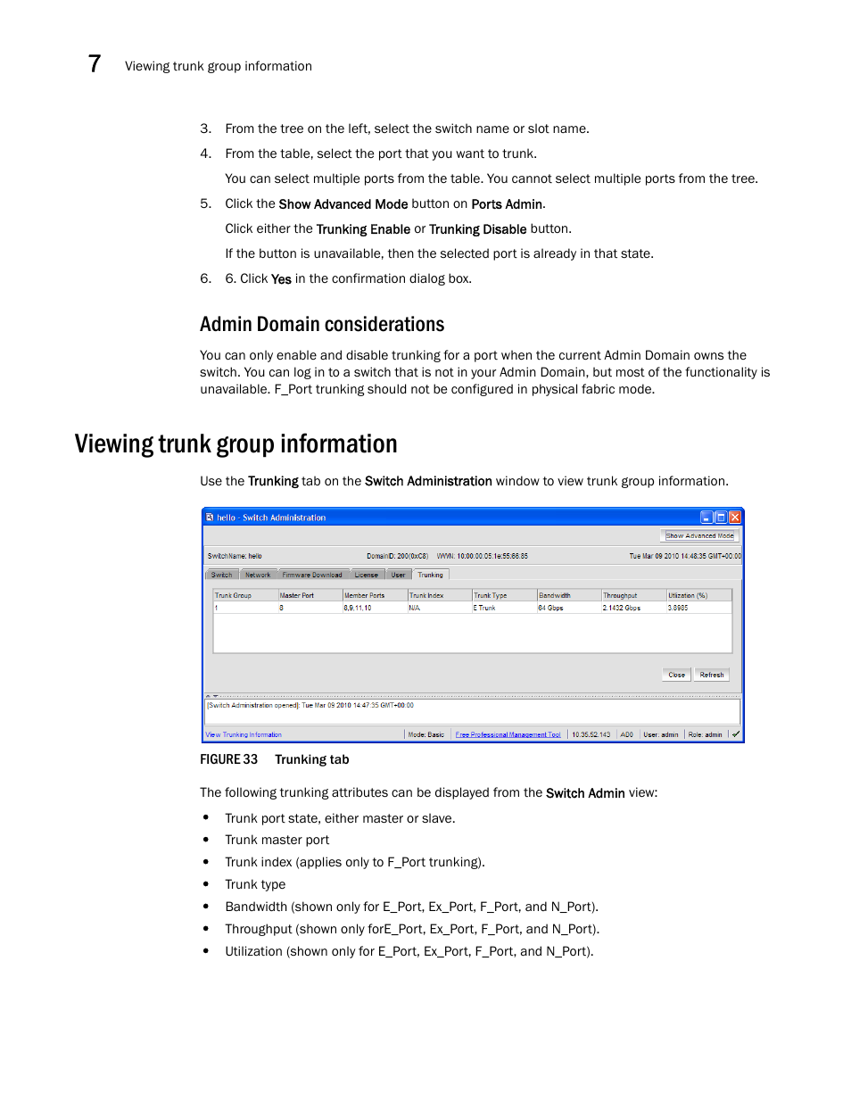 Admin domain considerations, Viewing trunk group information, Figure 33 | Dell POWEREDGE M1000E User Manual | Page 128 / 310