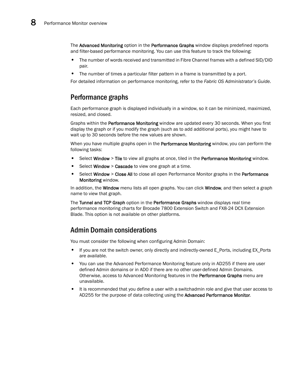 Performance graphs, Admin domain considerations | Dell POWEREDGE M1000E User Manual | Page 132 / 310