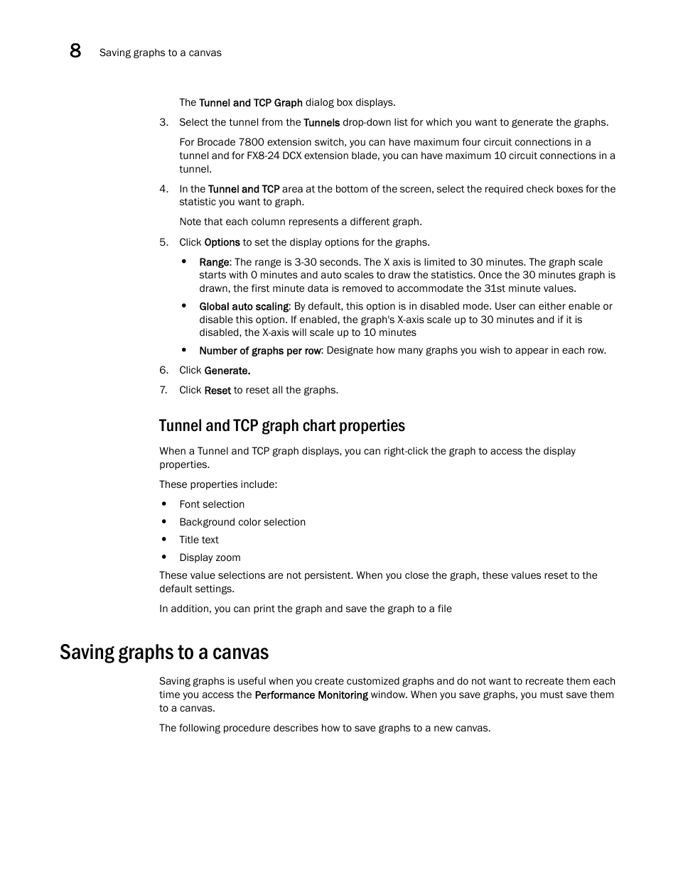 Tunnel and tcp graph chart properties, Saving graphs to a canvas | Dell POWEREDGE M1000E User Manual | Page 142 / 310
