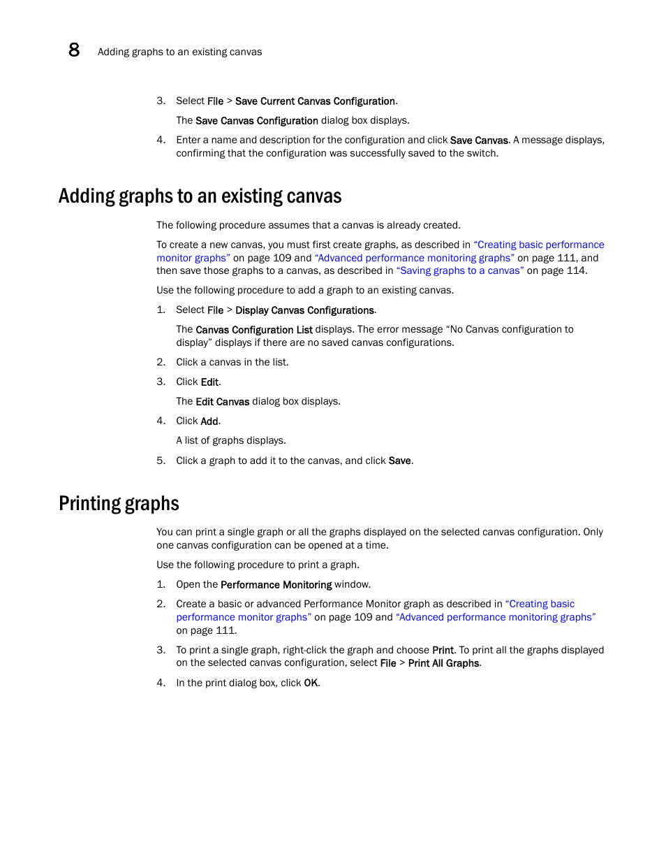 Adding graphs to an existing canvas, Printing graphs | Dell POWEREDGE M1000E User Manual | Page 144 / 310