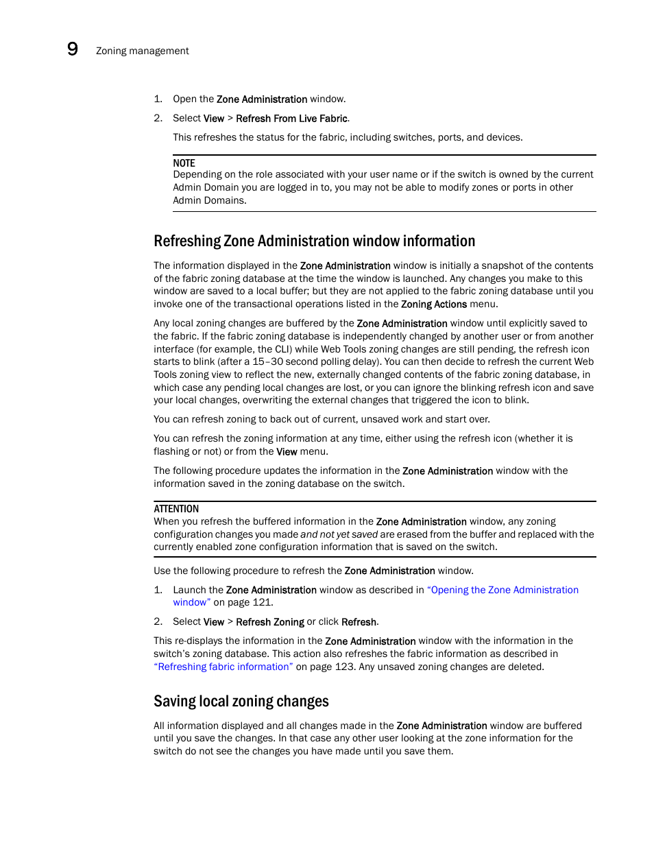 Refreshing zone administration window information, Saving local zoning changes | Dell POWEREDGE M1000E User Manual | Page 152 / 310