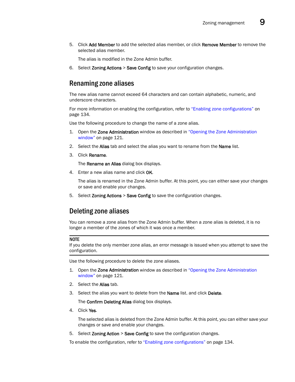 Renaming zone aliases, Deleting zone aliases | Dell POWEREDGE M1000E User Manual | Page 155 / 310