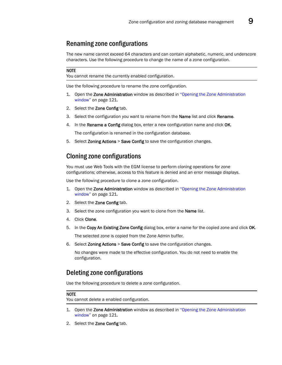 Renaming zone configurations, Cloning zone configurations, Deleting zone configurations | Dell POWEREDGE M1000E User Manual | Page 161 / 310