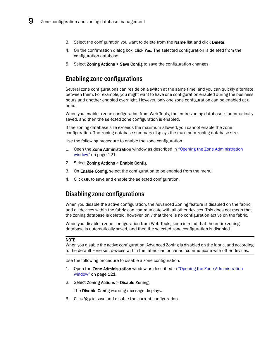 Enabling zone configurations, Disabling zone configurations | Dell POWEREDGE M1000E User Manual | Page 162 / 310