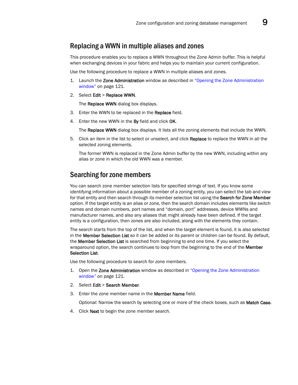 Replacing a wwn in multiple aliases and zones, Searching for zone members | Dell POWEREDGE M1000E User Manual | Page 165 / 310