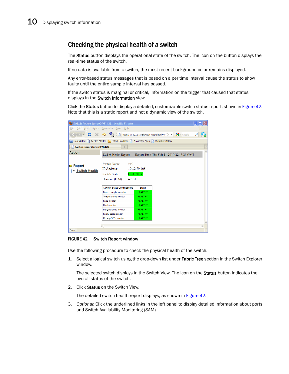 Checking the physical health of a switch, Figure 42 | Dell POWEREDGE M1000E User Manual | Page 172 / 310