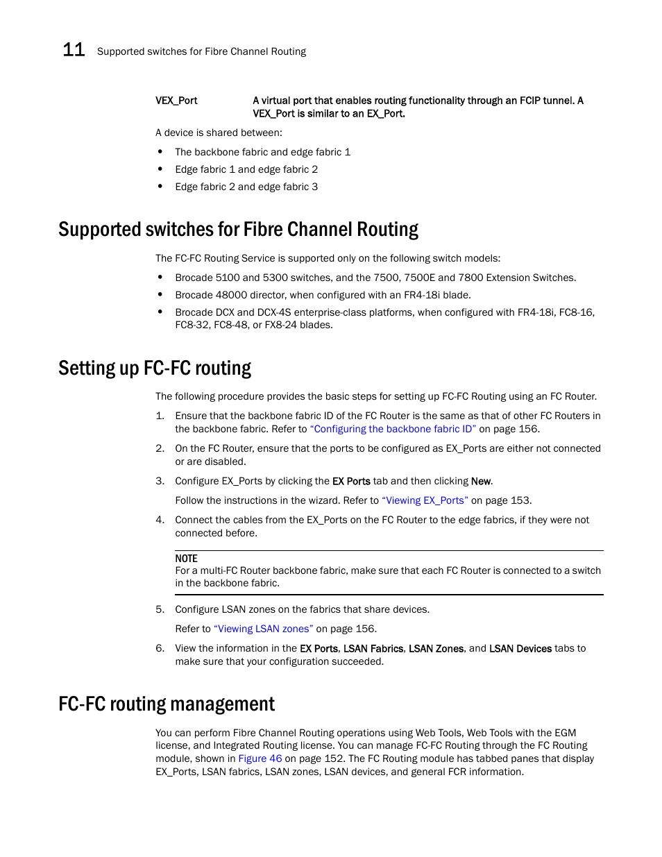 Supported switches for fibre channel routing, Setting up fc-fc routing, Fc-fc routing management | Dell POWEREDGE M1000E User Manual | Page 178 / 310