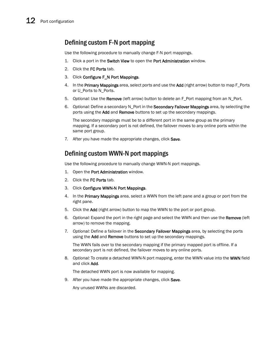 Defining custom f-n port mapping, Defining custom wwn-n port mappings | Dell POWEREDGE M1000E User Manual | Page 194 / 310