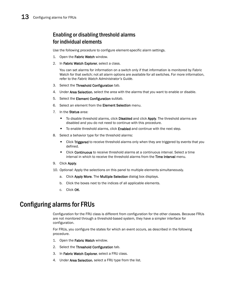Configuring alarms for frus | Dell POWEREDGE M1000E User Manual | Page 204 / 310