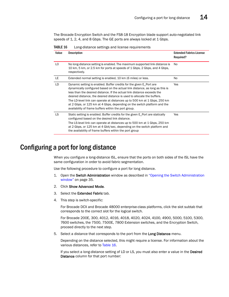 Configuring a port for long distance, Table 16 | Dell POWEREDGE M1000E User Manual | Page 211 / 310
