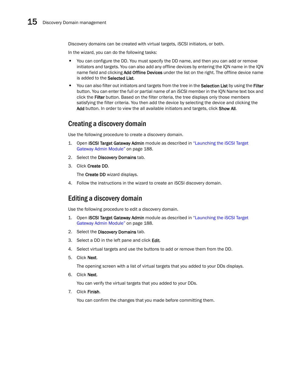 Creating a discovery domain, Editing a discovery domain | Dell POWEREDGE M1000E User Manual | Page 222 / 310