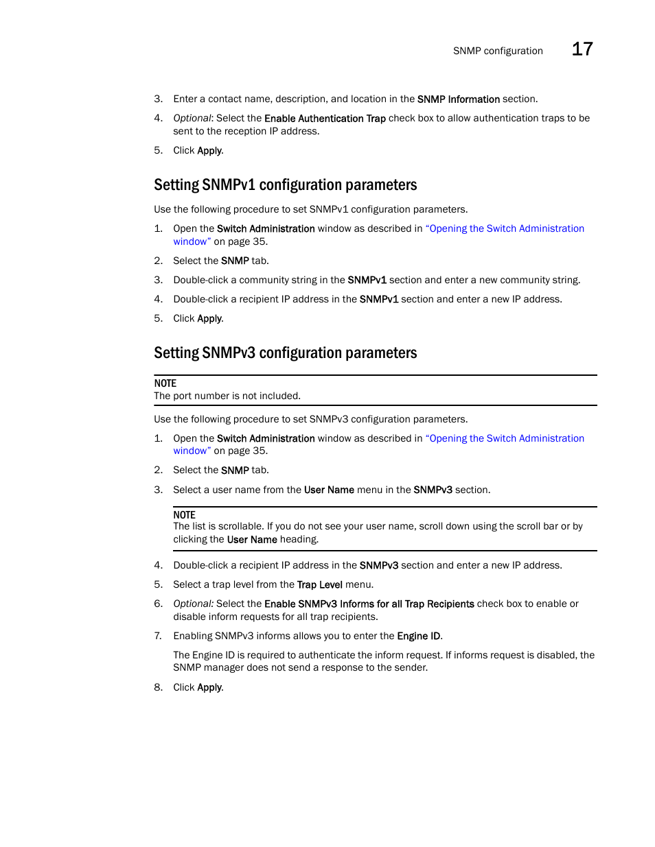 Setting snmpv1 configuration parameters, Setting snmpv3 configuration parameters | Dell POWEREDGE M1000E User Manual | Page 251 / 310
