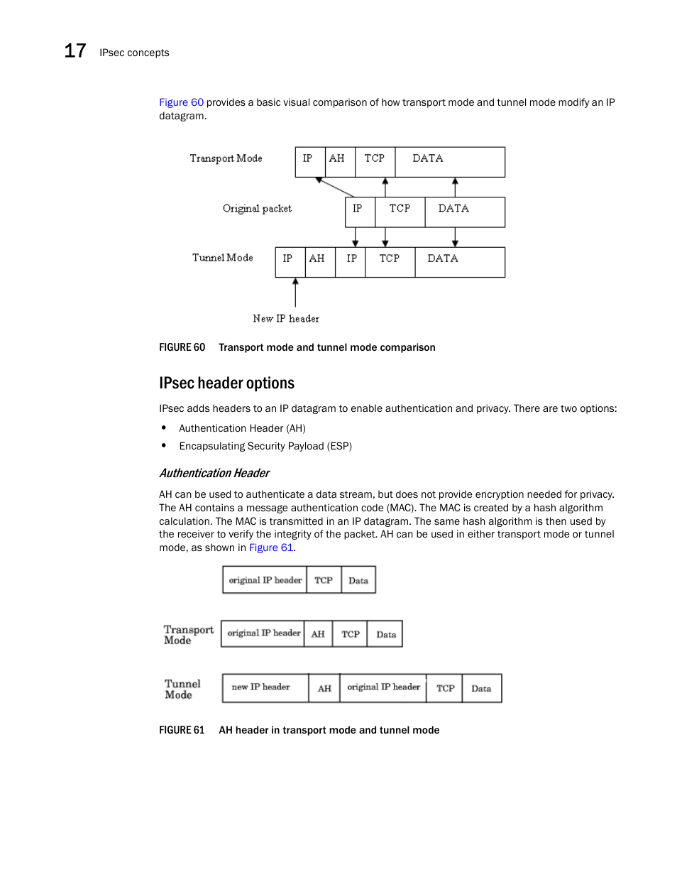 Ipsec header options, Figure 60, Figure 61 | Ah he | Dell POWEREDGE M1000E User Manual | Page 258 / 310