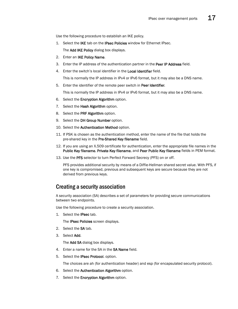 Creating a security association | Dell POWEREDGE M1000E User Manual | Page 265 / 310