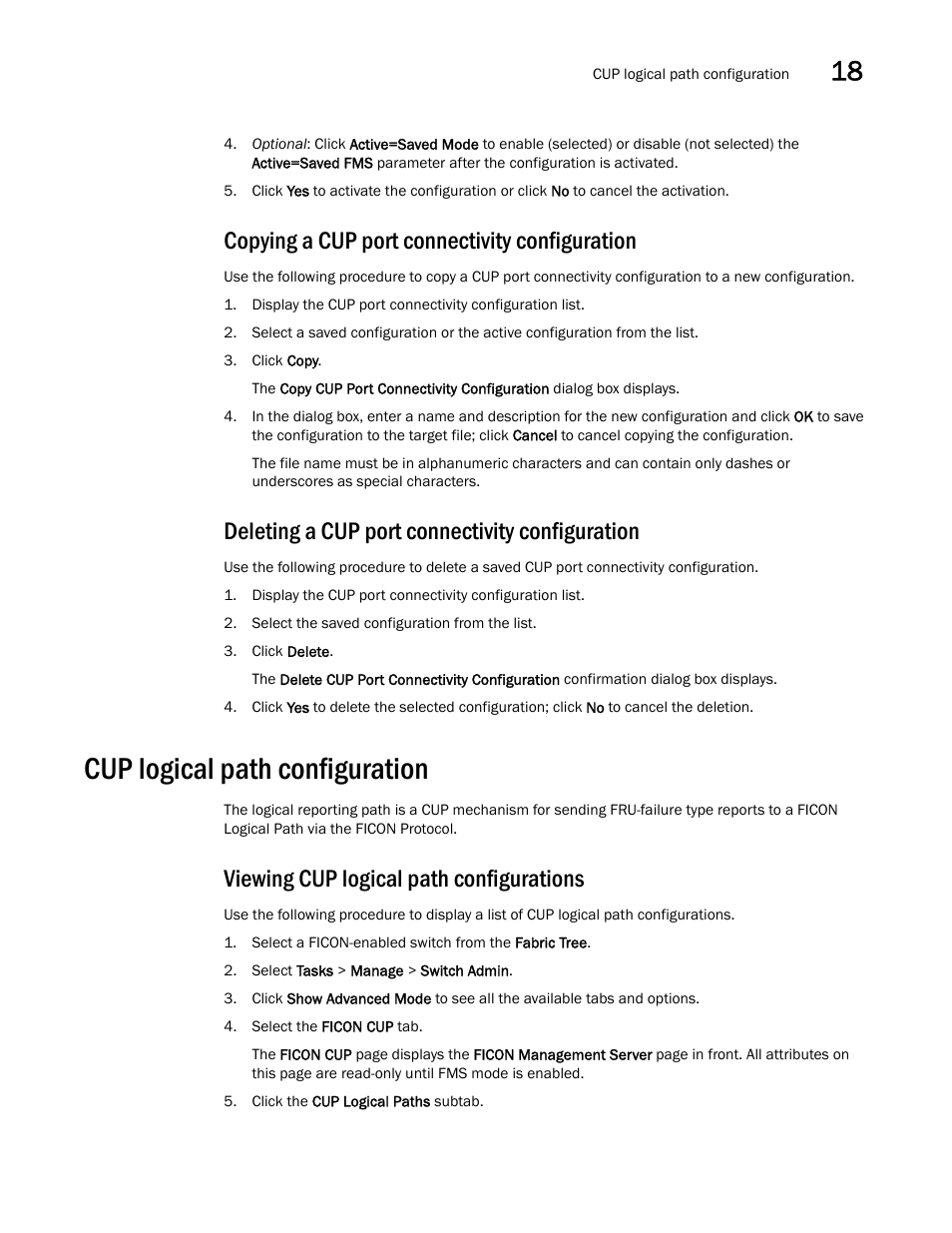 Copying a cup port connectivity configuration, Deleting a cup port connectivity configuration, Cup logical path configuration | Viewing cup logical path configurations | Dell POWEREDGE M1000E User Manual | Page 279 / 310