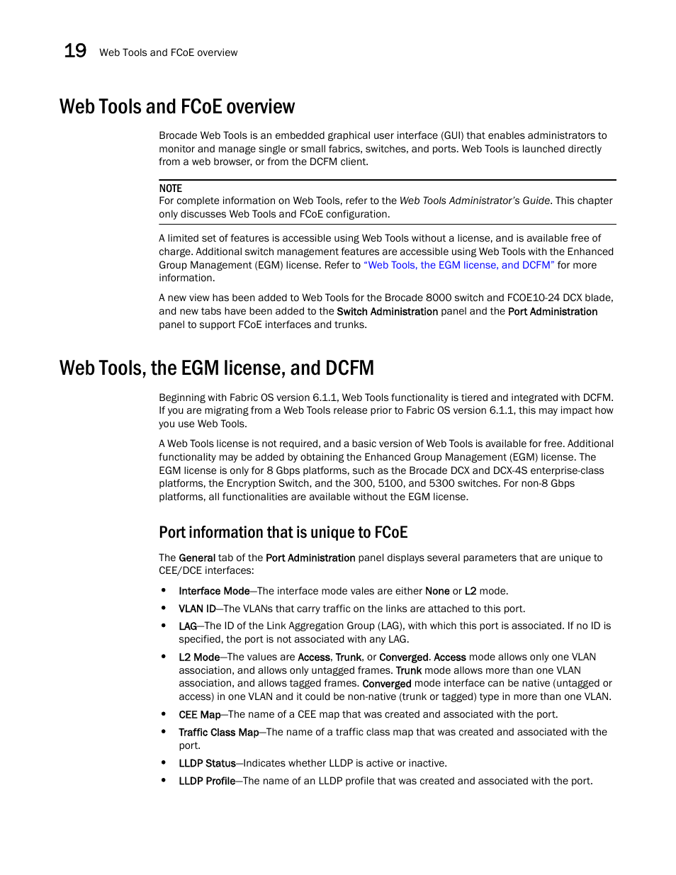 Web tools and fcoe overview, Web tools, the egm license, and dcfm, Port information that is unique to fcoe | Dell POWEREDGE M1000E User Manual | Page 284 / 310
