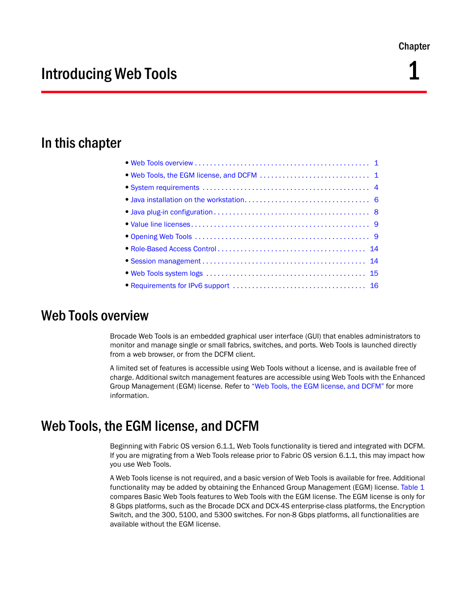 Introducing web tools, In this chapter, Web tools overview | Web tools, the egm license, and dcfm, Chapter 1, Chapter 1, “introducing web tools | Dell POWEREDGE M1000E User Manual | Page 29 / 310