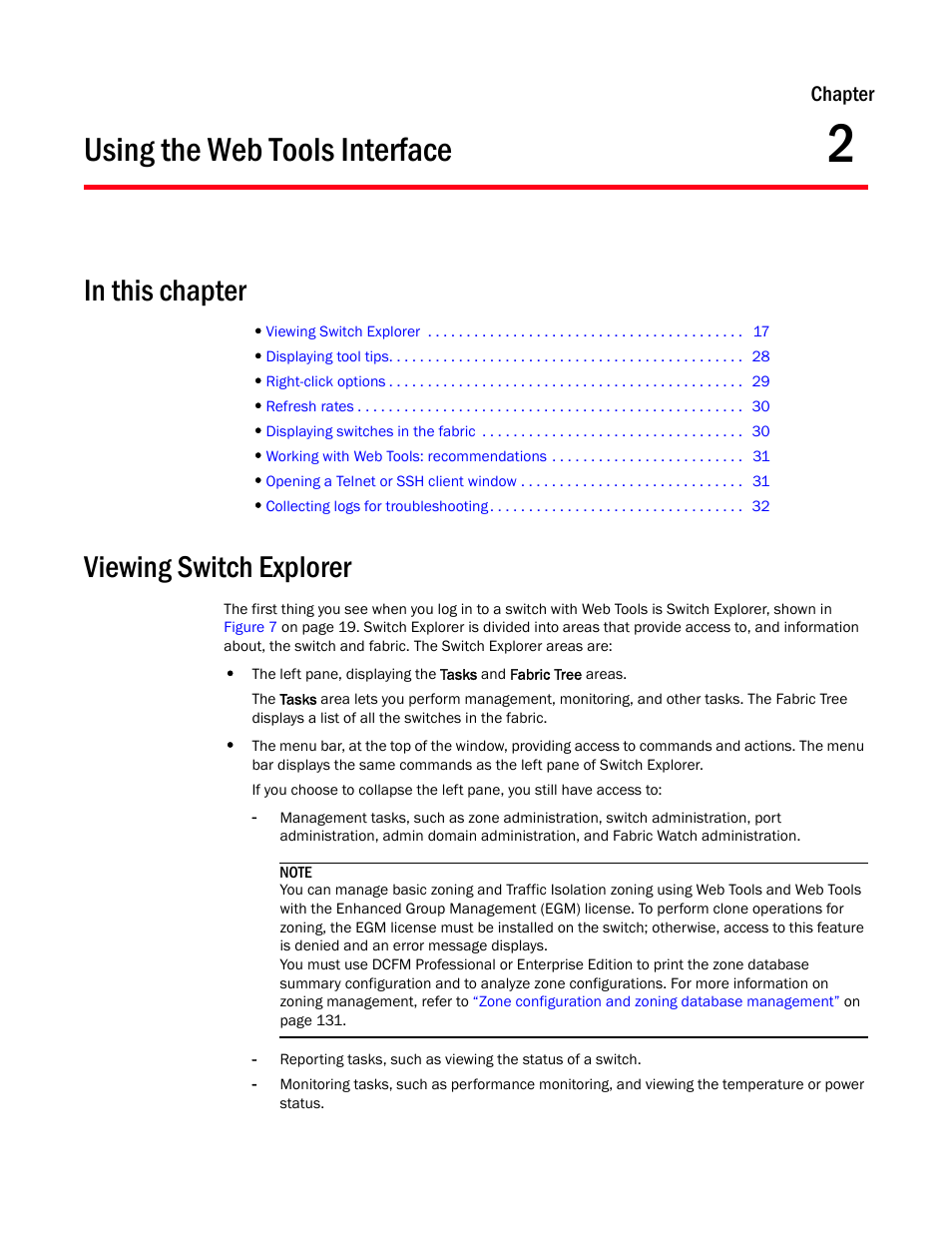 Using the web tools interface, In this chapter, Viewing switch explorer | Chapter 2, Chapter 2, “using the web tools interface | Dell POWEREDGE M1000E User Manual | Page 45 / 310