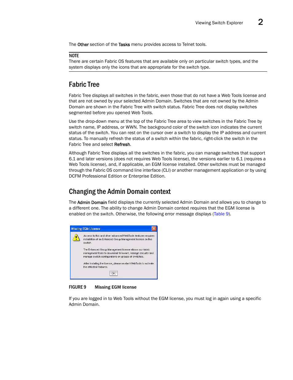 Fabric tree, Changing the admin domain context, Figure 9 | Missing | Dell POWEREDGE M1000E User Manual | Page 51 / 310
