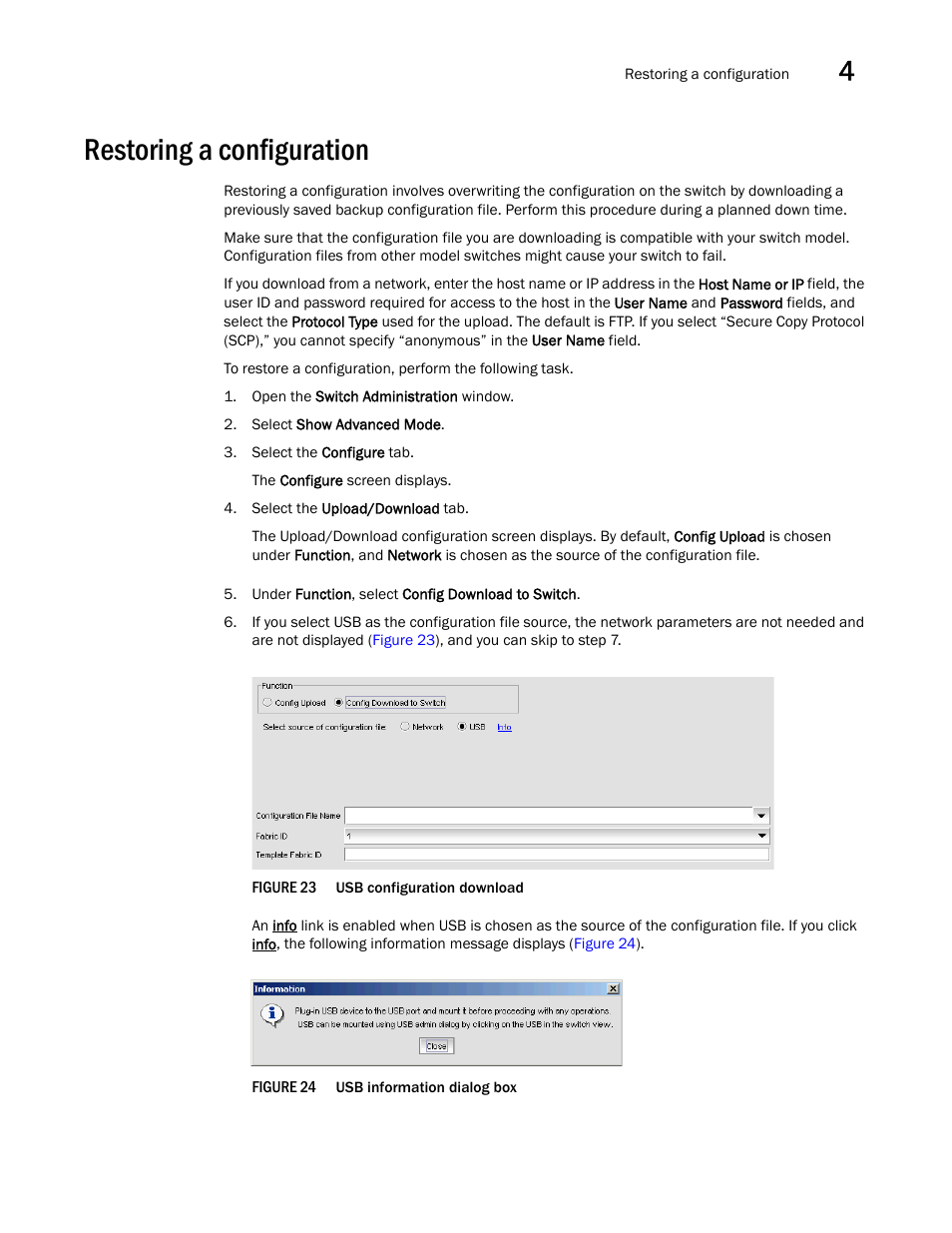 Restoring a configuration, Figure 23, Figure 24 | Dell POWEREDGE M1000E User Manual | Page 91 / 310