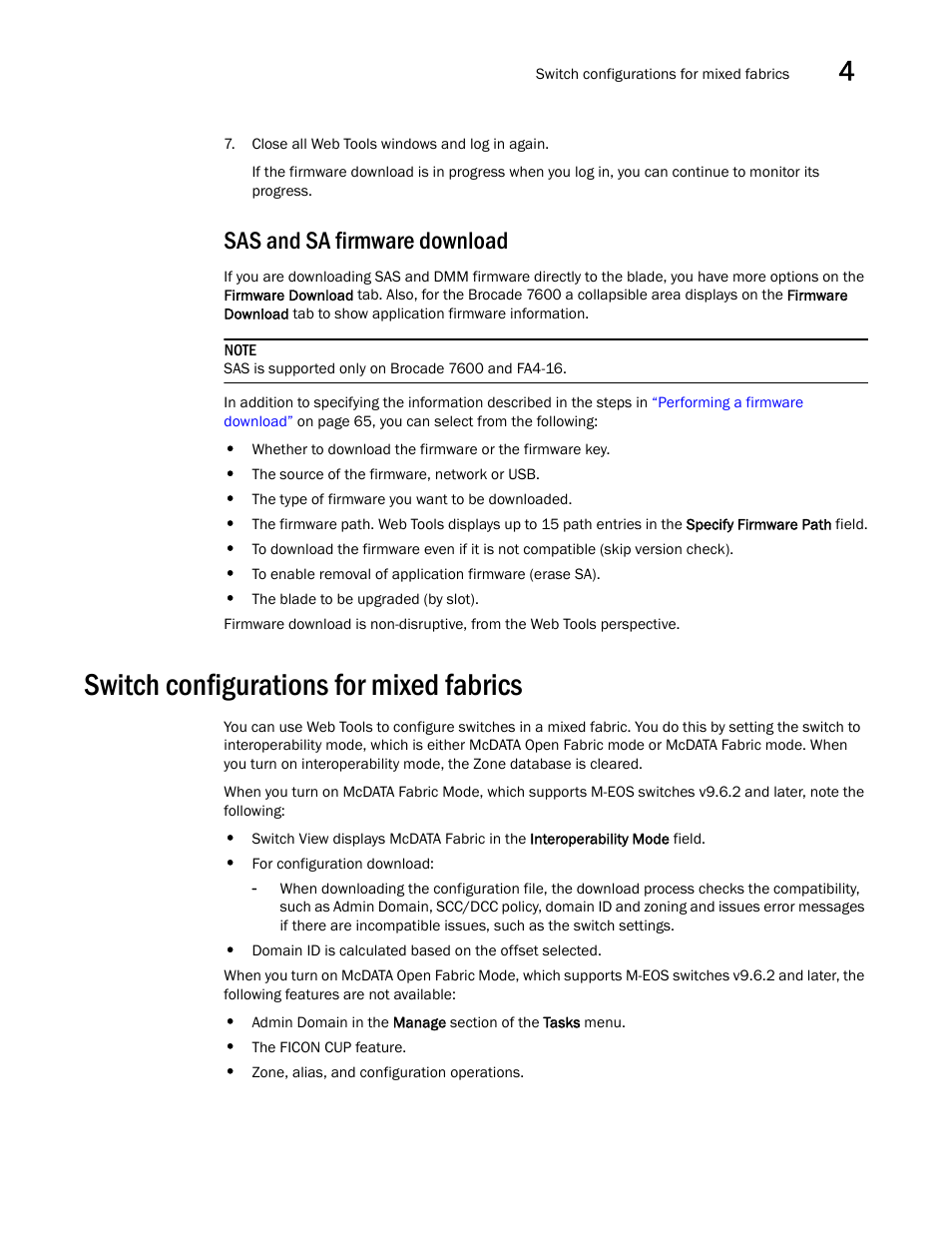Sas and sa firmware download, Switch configurations for mixed fabrics | Dell POWEREDGE M1000E User Manual | Page 95 / 310