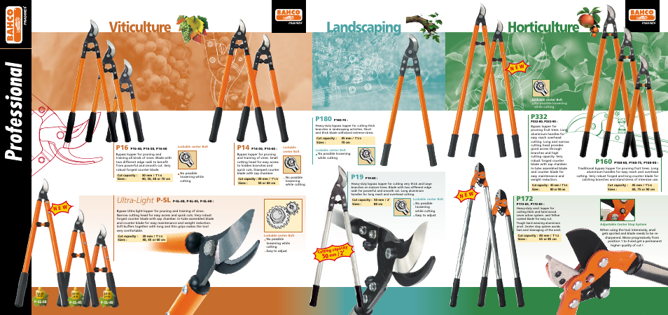 Landscaping, Viticulture, Horticulture | Ultra-light, P160, P332, P180, P172, P-sl, N e w | Bahco P172 User Manual | Page 3 / 6