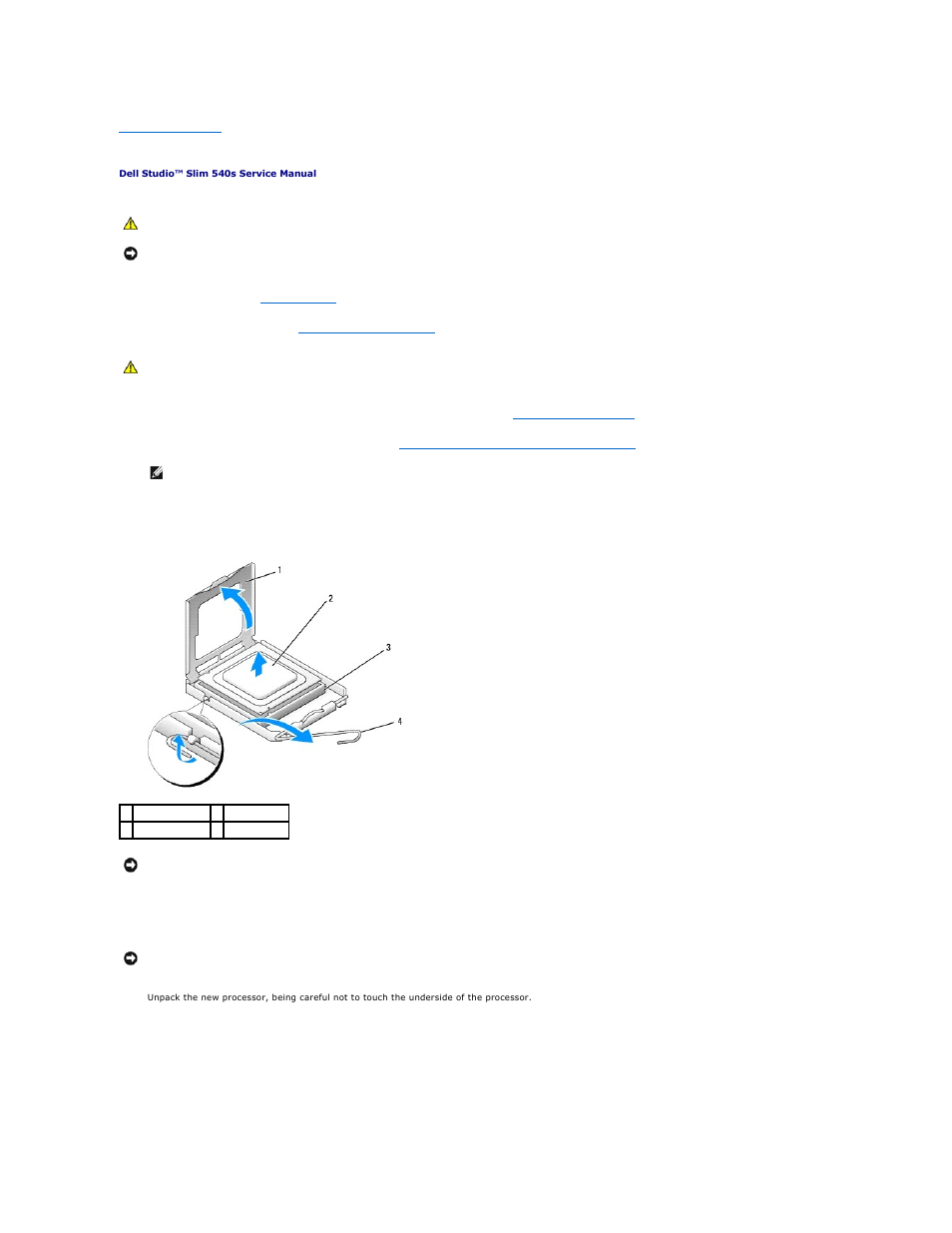 Replacing the processor | Dell Studio Slim D540S (Late 2008) User Manual | Page 12 / 37