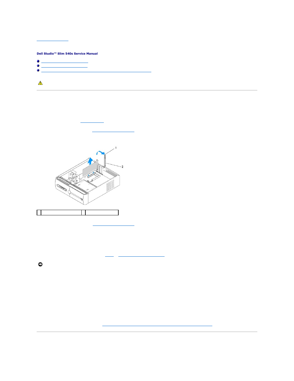 Replacing pci/pci express card(s), Removing a pci/pci express card, Installing a pci/pci express card | Dell Studio Slim D540S (Late 2008) User Manual | Page 7 / 37