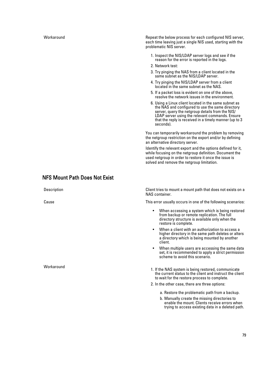 Nfs mount path does not exist | Dell PowerVault NX3600 User Manual | Page 79 / 117