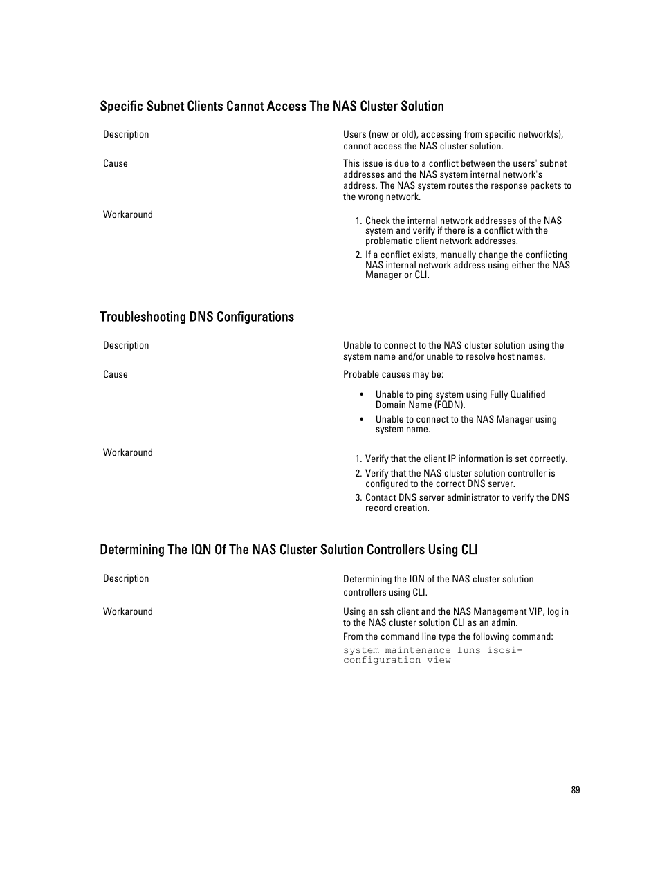Troubleshooting dns configurations | Dell PowerVault NX3600 User Manual | Page 89 / 117