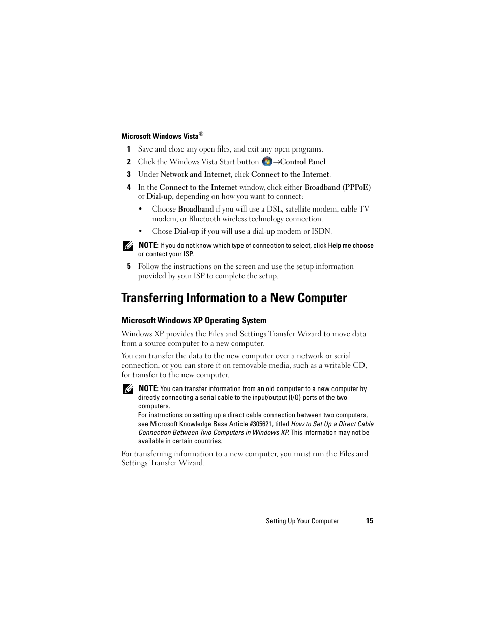 Transferring information to a new computer | Dell Latitude E5500 User Manual | Page 15 / 66