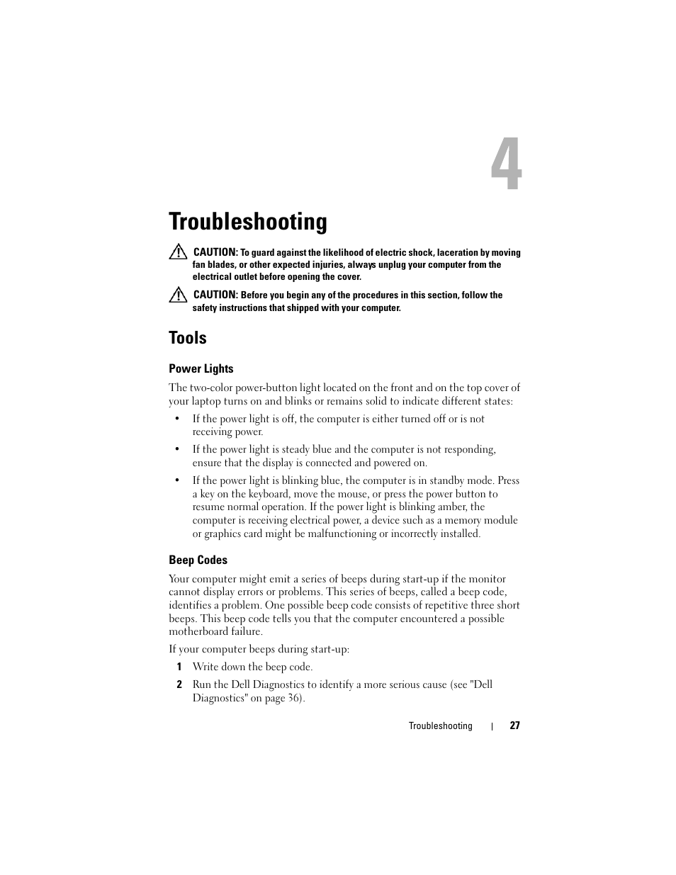 Troubleshooting, Tools | Dell Latitude E5500 User Manual | Page 27 / 66