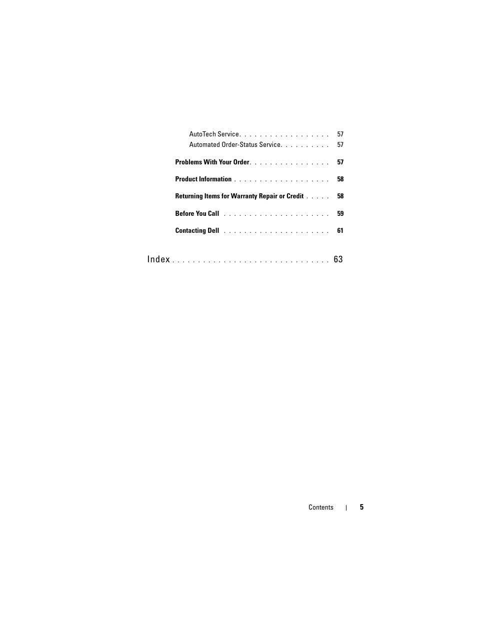 Index | Dell Latitude E5500 User Manual | Page 5 / 66