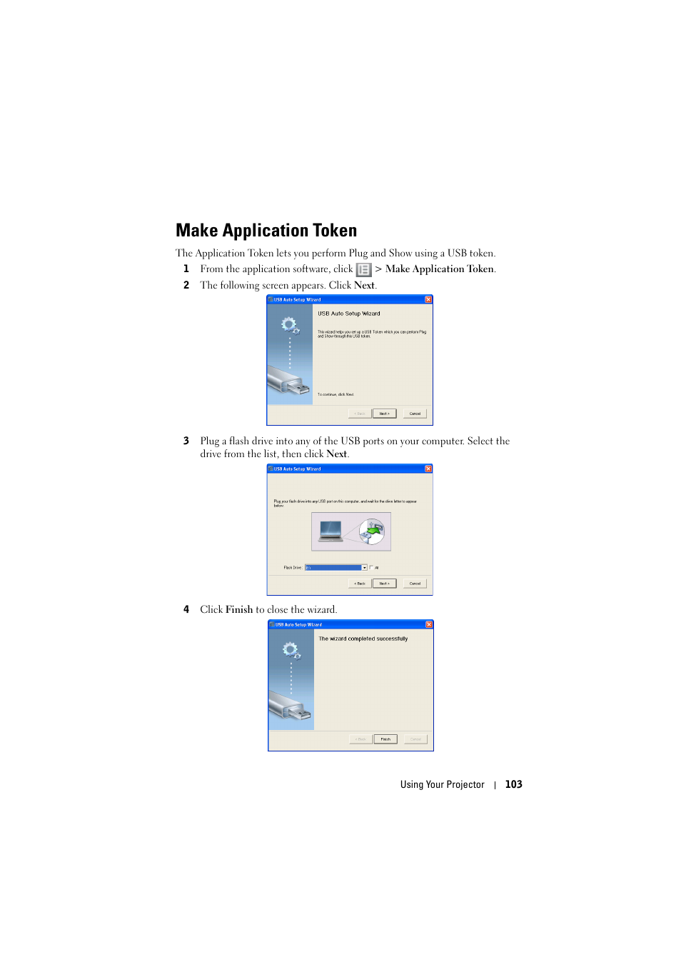 Make application token, Make | Dell S300wi Projector User Manual | Page 103 / 127