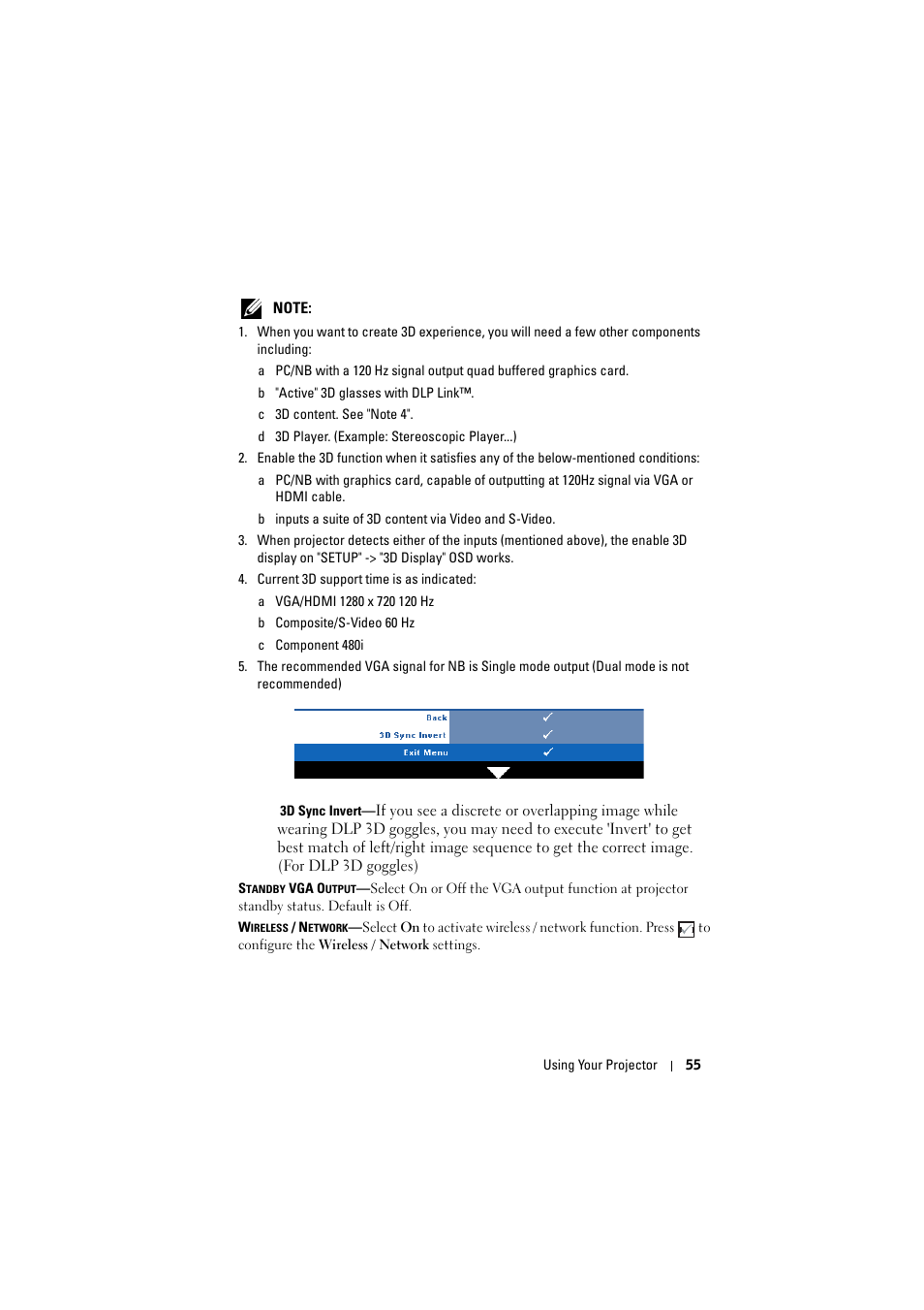 Dell S300wi Projector User Manual | Page 55 / 127