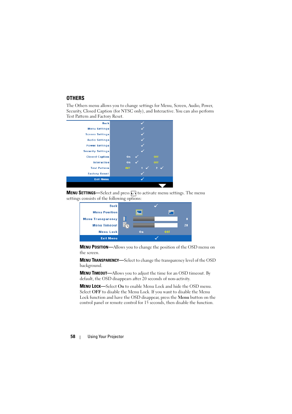 Others | Dell S300wi Projector User Manual | Page 58 / 127