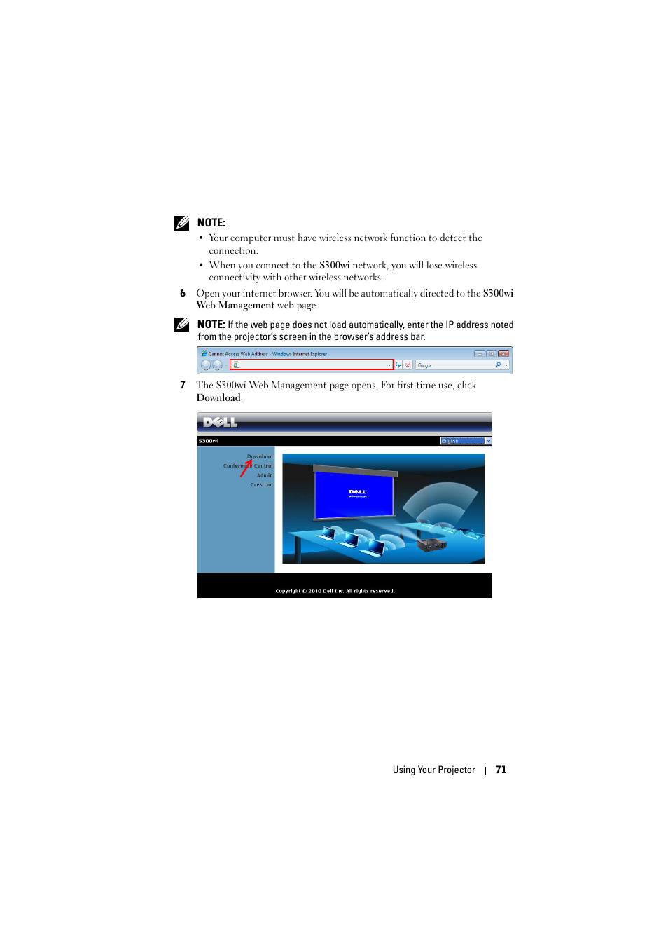 Dell S300wi Projector User Manual | Page 71 / 127