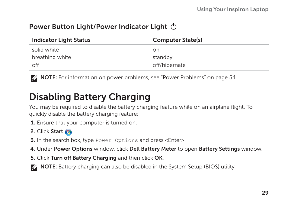 Disabling battery charging | Dell Inspiron M511R (Mid 2011) User Manual | Page 31 / 98