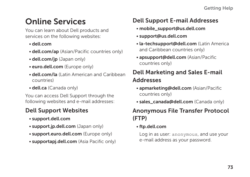 Online services | Dell Inspiron M511R (Mid 2011) User Manual | Page 75 / 98