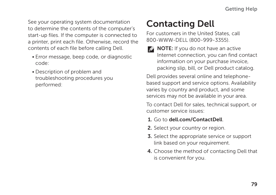 Contacting dell | Dell Inspiron M511R (Mid 2011) User Manual | Page 81 / 98
