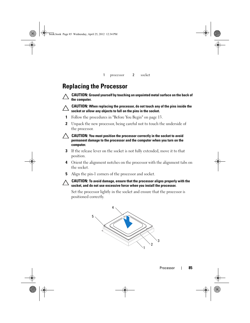 Replacing the processor | Dell XPS 8300 (Late 2010) User Manual | Page 85 / 116