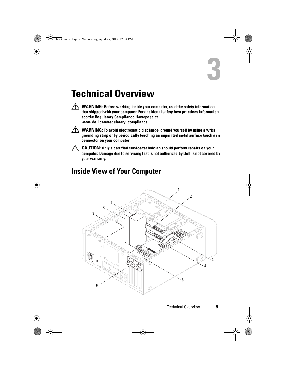 Technical overview, Inside view of your computer | Dell XPS 8300 (Late 2010) User Manual | Page 9 / 116