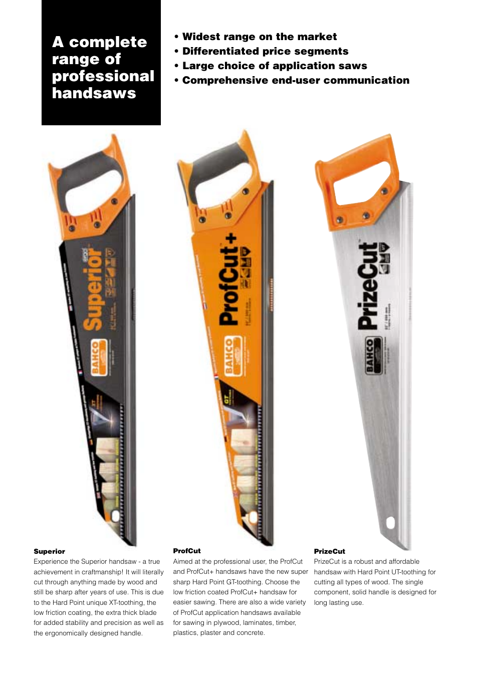 A complete range of professional handsaws | Bahco ProfCut User Manual | Page 2 / 8