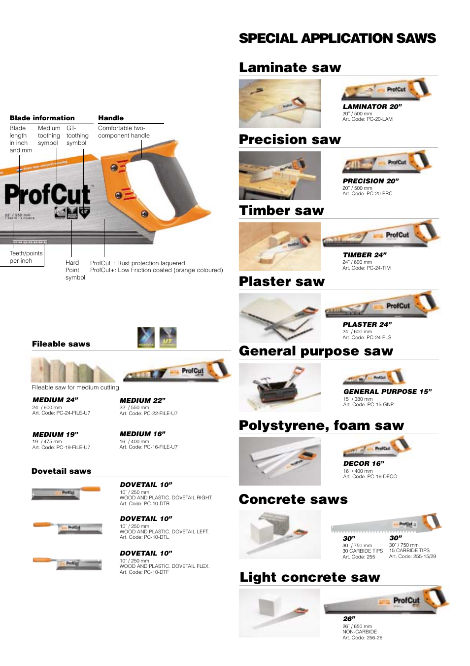 Light concrete saw, Polystyrene, foam saw | Bahco ProfCut User Manual | Page 5 / 8