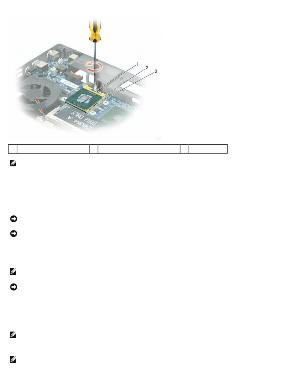 Replacing the processor module | Dell XPS M1210 (MXC062, Mid 2006) User Manual | Page 20 / 57