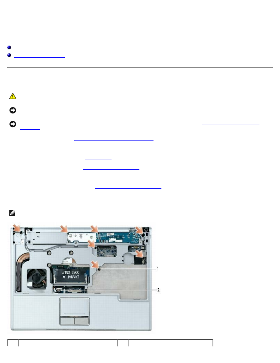 Palm rest: dell xps m1210 service manual, Palm rest, Removing the palm rest | Dell XPS M1210 (MXC062, Mid 2006) User Manual | Page 8 / 57