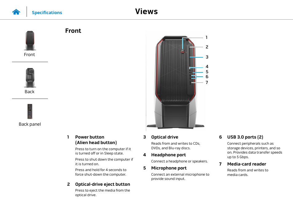 Views, Front | Dell Alienware Area 51 R2 (Late 2014) User Manual | Page 2 / 15