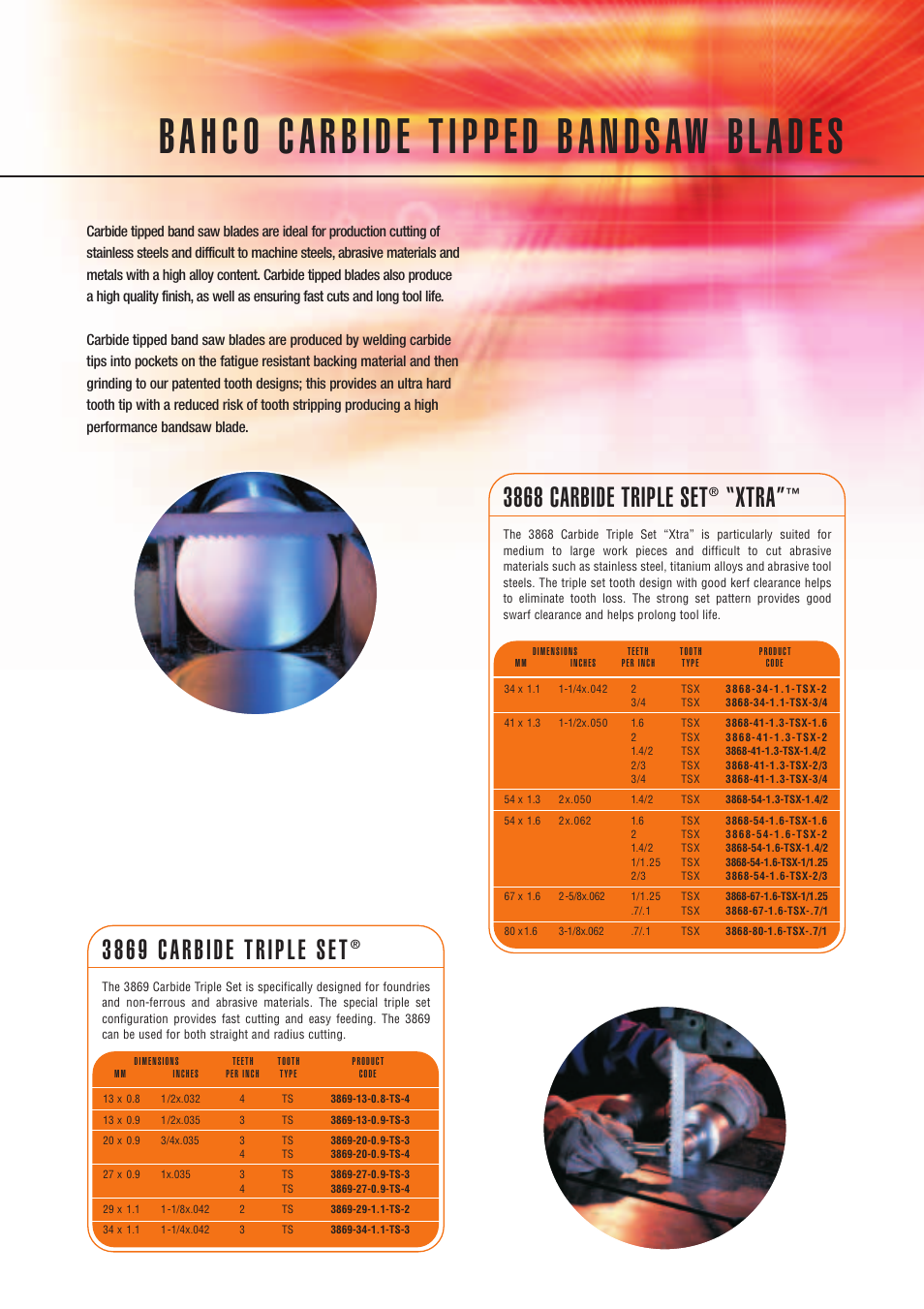 3868 carbide triple set, Xtra | Bahco Production Cutting Bandsaw User Manual | Page 3 / 4