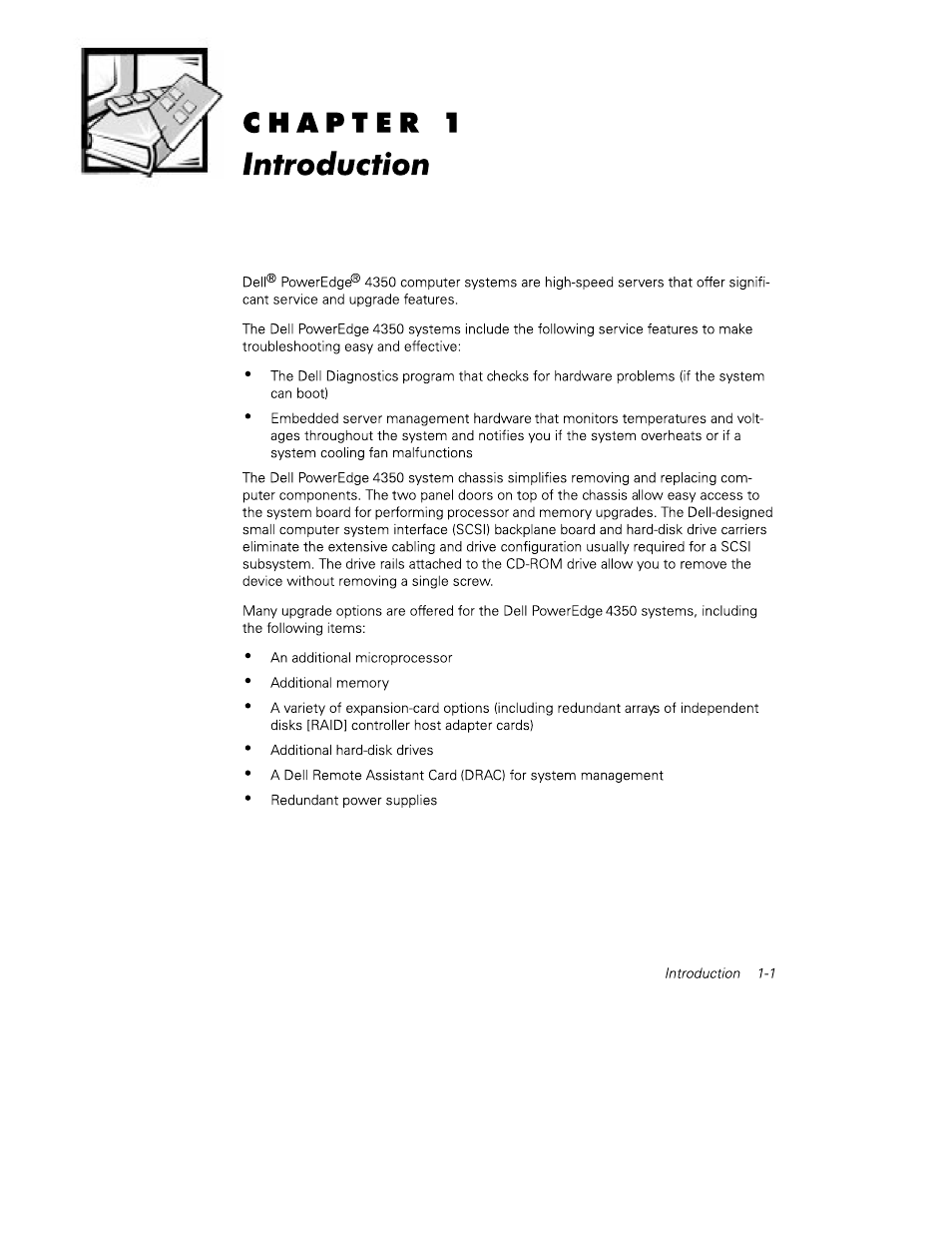 Chapter 1, Introduction | Dell PowerEdge 4350 User Manual | Page 19 / 40
